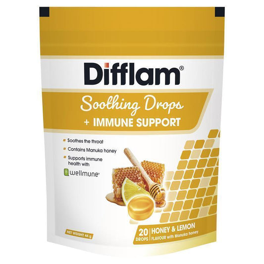 Difflam Soothing Drops with Immune Support - Honey & Lemon Flavor (20 Drops)