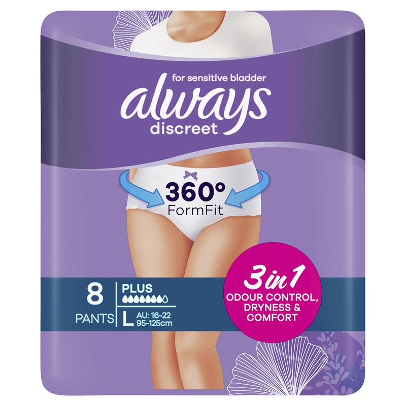 Always Discreet Level 6 Incontinence Underwear Large 8-Pack