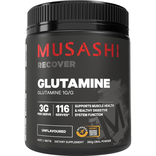Musashi Glutamine Unflavoured - 350g for Muscle Recovery and Digestive Health - Auzzi Store