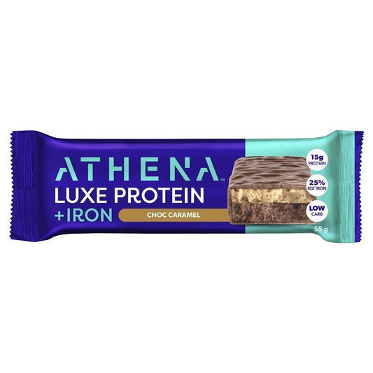 Athena Luxe Protein + Iron Choc Caramel Bar - 55g - Auzzistore