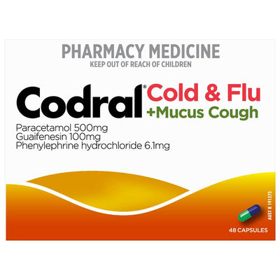 Codral Cold & Flu + Mucus Cough 48 Capsules - Fast Relief Formula