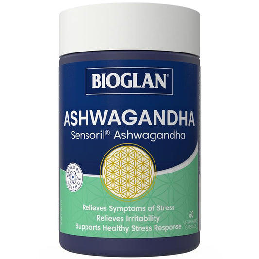 Bioglan Ashwagandha 60 Vegan Capsules - Natural Stress Relief and Wellbeing - Auzzistore