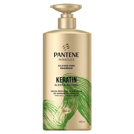 Pantene Miracles Keratin Smooth & Sleek Shampoo 650ml - Silicone-Free Formula