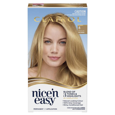 Clairol Nice N Easy 8 Natural Medium Blonde Permanent Hair Colour - 173g