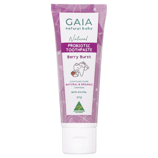 Gaia Natural Baby Probiotic Toothpaste Berry Burst 50g - Fluoride-Free Oral Care