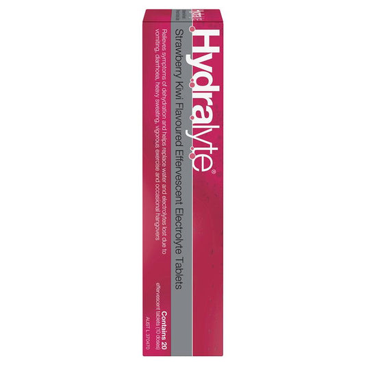 Hydralyte Electrolyte Effervescent Strawberry Kiwi 20 Tablets - Rehydrate and Revitalize - Auzzi Store