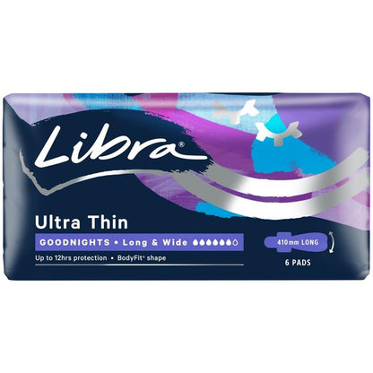 Libra Goodnights 12hr SecureFit® Ultra Thin Long & Wide Pads 6 Pads