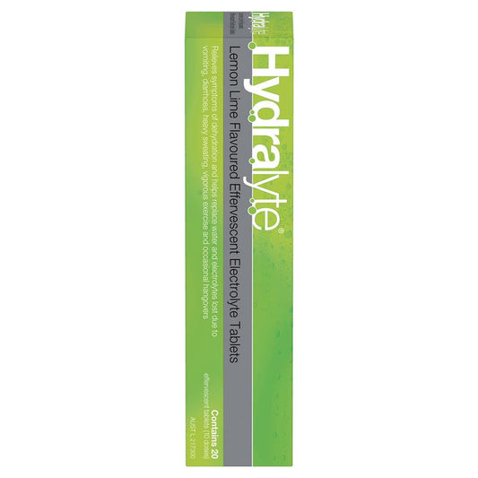 Hydralyte Effervescent Lemon Lime Electrolyte Tablets - 20 Pack-Auzzi Store
