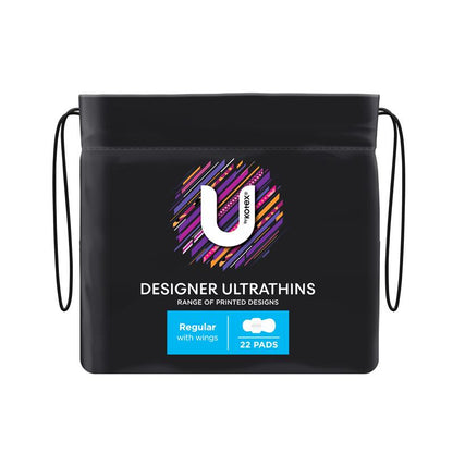 U by Kotex Designer Series Ultrathin Wings Pads, Regular, 22 Pads