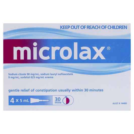 Microlax Enemas - 5mL Pack of 4 for Quick Constipation Relief-Auzzi Store