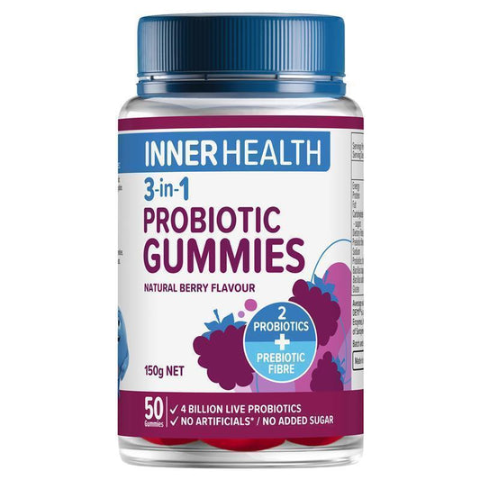 Inner Health 3 in 1 Probiotic Gummies 50 Pack - High-Strength Gut Support