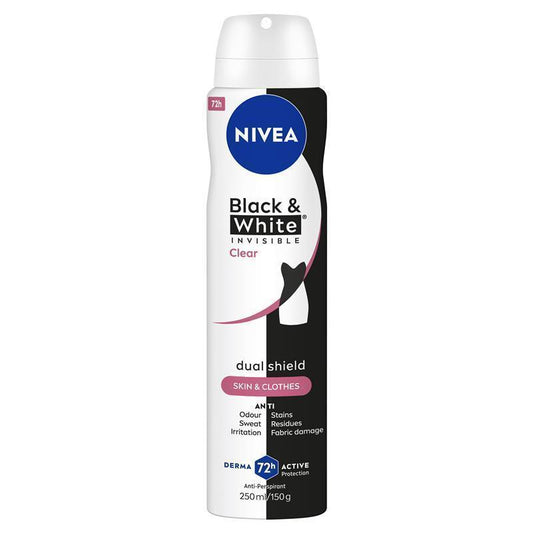 NIVEA Black & White 72H Clear Aerosol Deodorant 250ml - Auzzistore