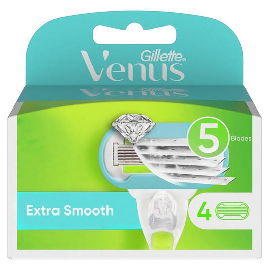 Gillette Venus Extra Smooth Women's 5-Blade Razor Refills, 4- Blades