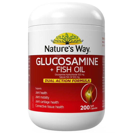 Nature's Way Glucosamine & Fish Oil, 200 Soft Capsules, Joint Support - Auzzistore
