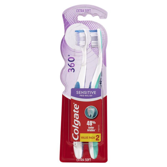 Colgate 360 Sensitive Pro-Relief Toothbrush - Extra Soft, 2 Pack-Auzzi Store