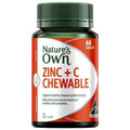 Nature's Own Zinc + Vitamin C Chewables – 60 Tablets for Immune Support