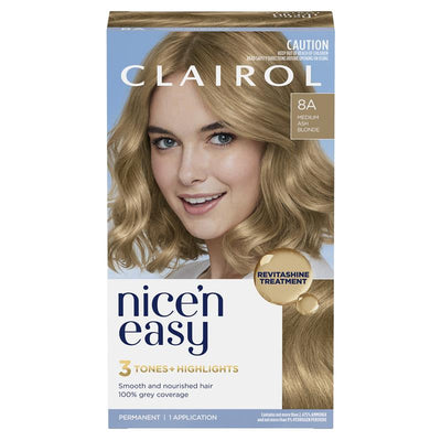 Clairol Nice N Easy 8A Natural Medium Ash Blonde Permanent Hair Colour - 173g