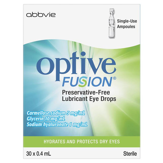 Optive Fusion Eye Drops 30 X 0.4mL - Convenient Eye Relief-Auzzi Store