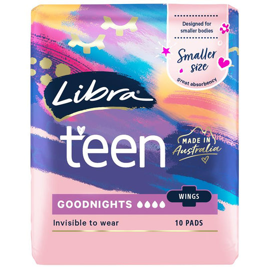 Libra Teen Goodnight Pads with Wings, 10-Pads, 4-Layer Absorbency – view 2 - Auzzistore