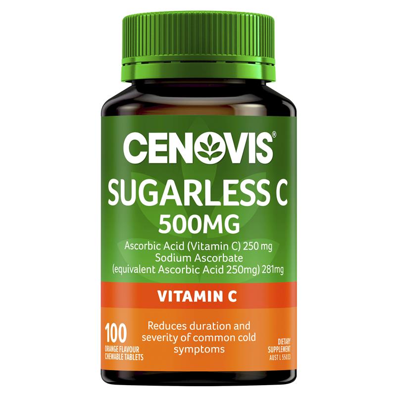 Cenovis Sugarless Vitamin C 500mg - 100 Orange Chewable Tablets – Auzzi ...