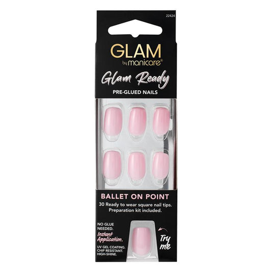 Glam By Manicare Glam Ready Pre-Glued Nails - Ballet On Point - 30 Pieces - Auzzistore