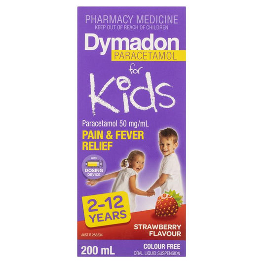 Dymadon for Kids Strawberry 200ml - Gentle Pain & Fever Relief for Ages 2-12 - Auzzi Store