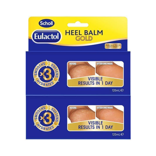Scholl Eulactol Heel Balm Gold Twin Pack 2x120ml – 25% Urea, Fast Absorption
