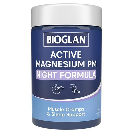 Bioglan Active Magnesium PM 60 Tablets for Muscle Cramps & Sleep Support