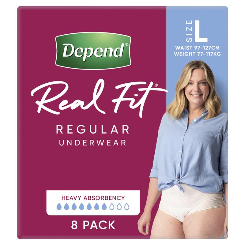 Depend Real Fit Underwear for Women - Large - 8 Pack-Auzzi Store
