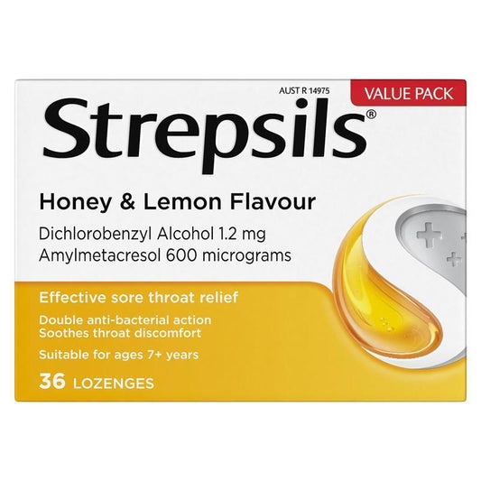 Strepsils Honey & Lemon Throat Lozenges - 36 Pack for Sore Throat Relief-Auzzi Store
