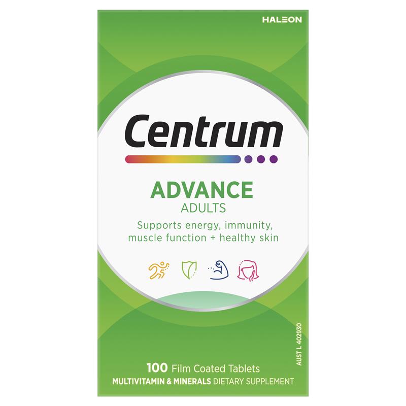 Centrum Advance Multivitamin, 100 Tablets - Supports Energy, Immunity, Skin & Muscle