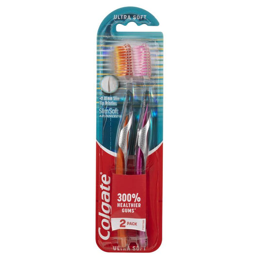 Colgate Slim Soft Advanced Ultra Soft Toothbrush Value 2-Pack - Gentle Care for Your Gums - Auzzi Store