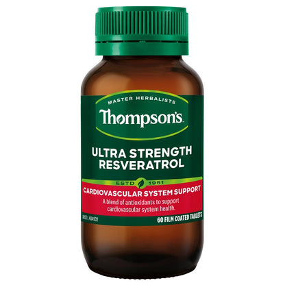 Thompson's Ultra Strength Resveratrol 60 Tablets - Powerful Antioxidant Support