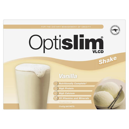 Optislim VLCD Meal Replacement Shake Vanilla 21x43g Sachets - Balanced Nutrition for Weight Management-Auzzi Store