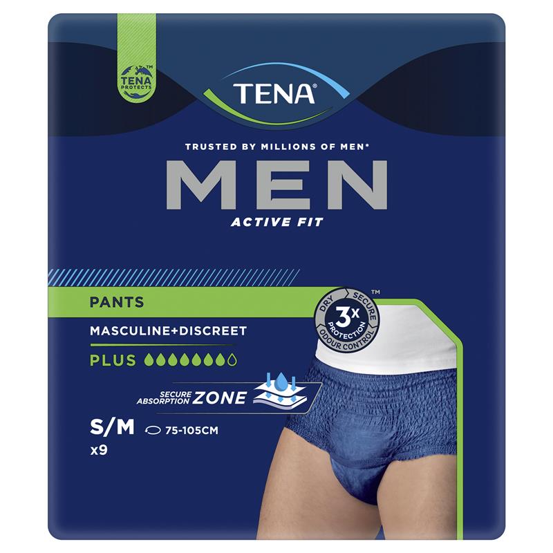 TENA Men Active Fit Plus Incontinence Pants S/M 9 Pants