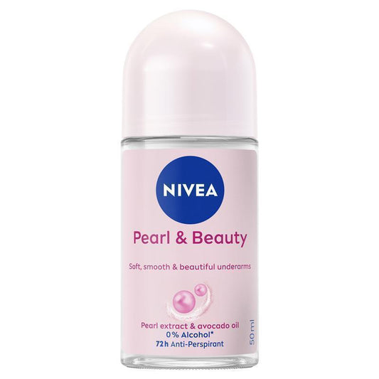 NIVEA Pearl & Beauty Roll-On Deodorant 50ml, 72H Protection, Avocado Oil