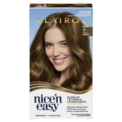Clairol Nice N Easy 6 Light Brown Permanent Hair Colour - 173g