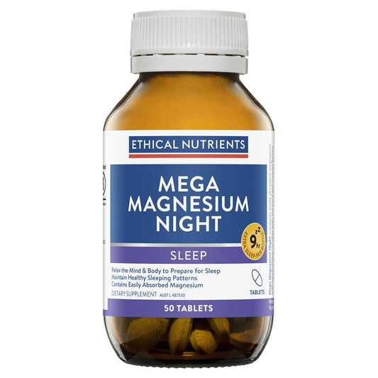 Ethical Nutrients Mega Magnesium Night - 50 Tablets for Restful Sleep - Auzzistore