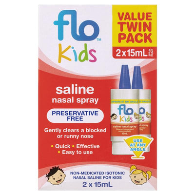 FLO Kids Saline Spray Twin Pack 2 x 15ml - Gentle Nasal Relief