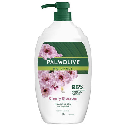 Palmolive Naturals Cherry Blossom Body Wash 1L – Vegan, Moisturizing, Paraben-Free