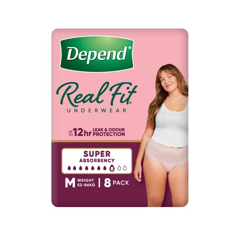 Depend Women Real Fit Underwear - Super Medium 8 Pack for Discreet Protection-Auzzi Store