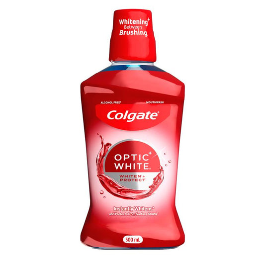 Colgate Optic White Teeth Whitening Mouthwash 500mL - Alcohol-Free Brightening - Auzzi Store