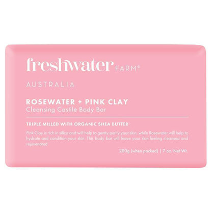 Freshwater Farm Rosewater & Pink Clay Cleansing Bar 200g