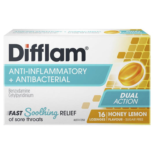 Difflam Sore Throat Lozenges - Sugar Free Honey and Lemon, 16 Count-Auzzi Store