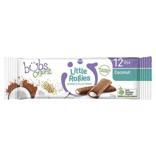 Bubs Organic Little Rollies Coconut Snack for 12 Months+ - 25g - Auzzi Store