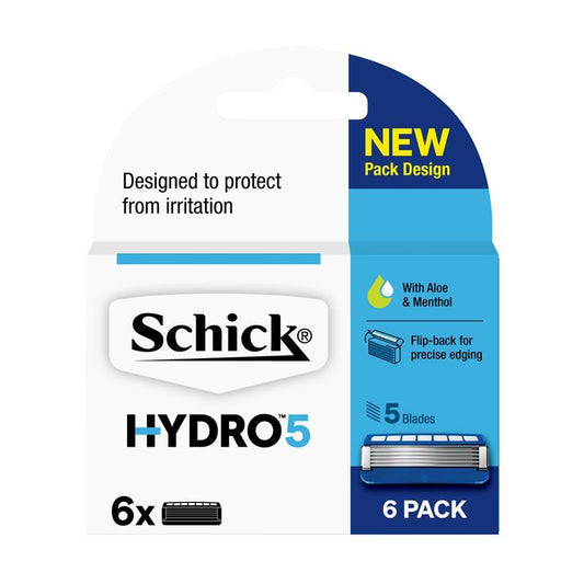 Schick Hydro 5 Men’s Razor Refill Blades - 6 Pack, 5 Ultra Glide® Blades with Aloe & Menthol - Auzzistore
