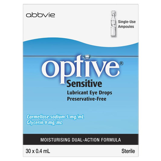 Optive Sensitive Eye Drops 30 x 0.4ml - Soothing Dry Eye Relief-Auzzi Store