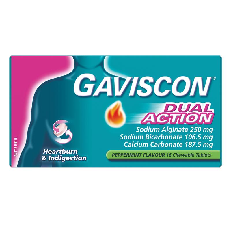 Gaviscon Dual Action Chewable Tablets - Peppermint Heartburn & Indigestion Relief (16 Pack)-Auzzi Store