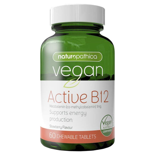 Naturopathica Vegan Active B12, 60 Strawberry Chewable Tablets, Co-Methylcobalamin