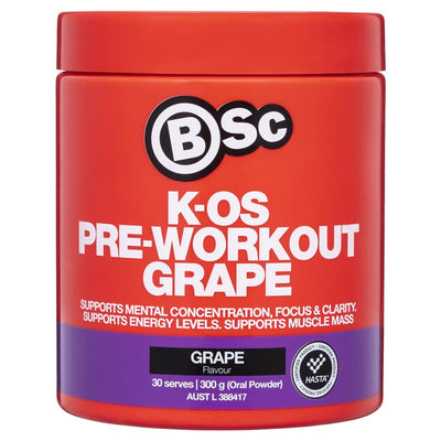 BSc K-OS Pre-Workout Grape 300g - Unleash Your Workout Potential